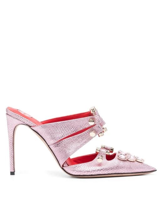 HARDOT Pink 105Mm Snakeskin-Effect Mules