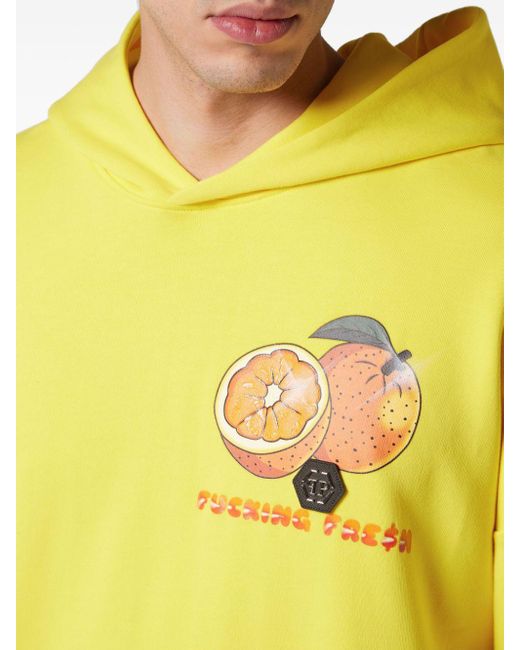 Felpa con stampa Tutti Frutti di Philipp Plein in Yellow da Uomo