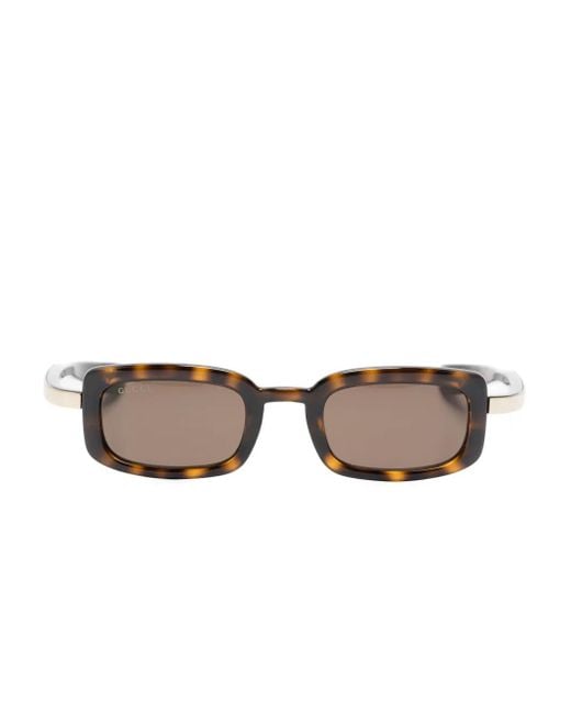 Gucci Metallic Rectangle-Frame Sunglasses