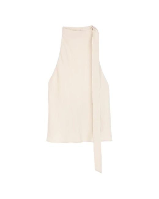Alysi White Halterneck Tie-Detail Top