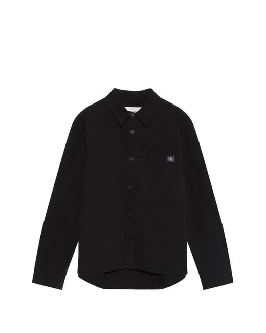 Calvin Klein Black Logo-Patch Shirt Jacket for men
