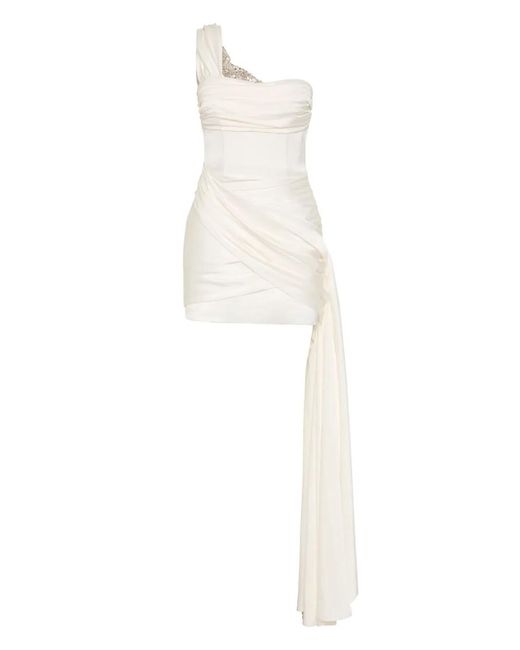 Rachel Gilbert White Asymmetric Draped Minidress