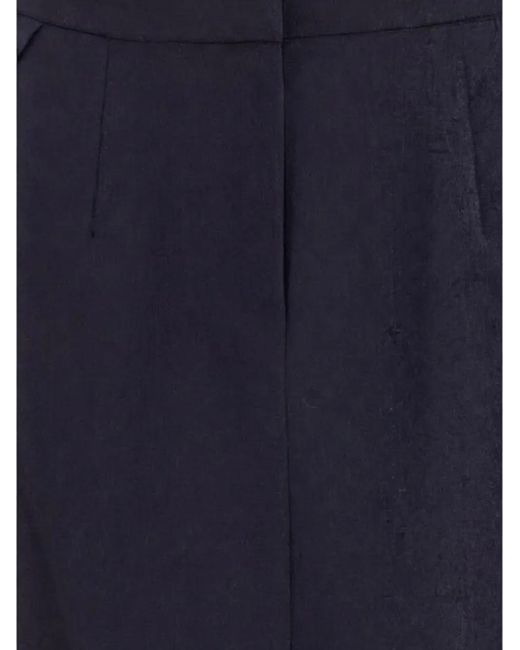 Magda Butrym Blue Pleated Button-Flap Midi Skirt