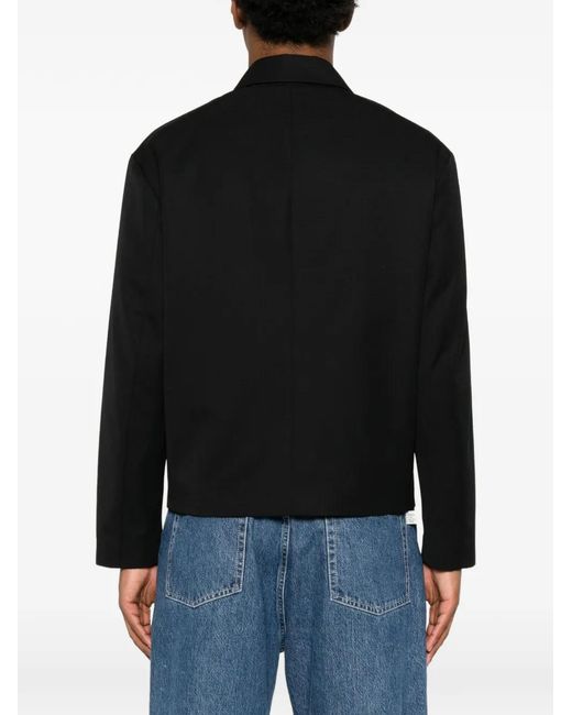 Sandro Black Wing-Collar Zip-Up Jacket for men