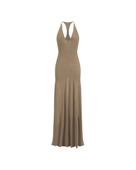 Oude Waag Natural Ripple Ribbed-Knit Maxi Dress