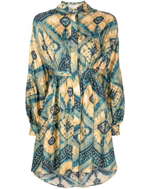 Ulla Johnson Blue Jude Diamond-Print Shirt Dress