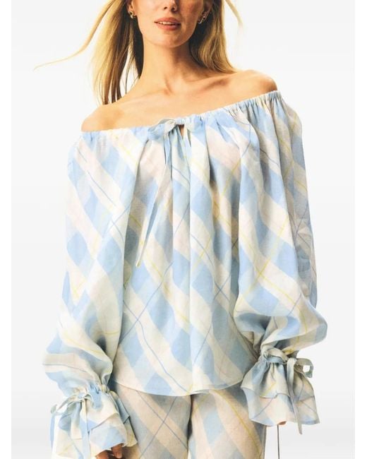 Sleeper White Cha-Cha Billowy-Sleeves Blouse