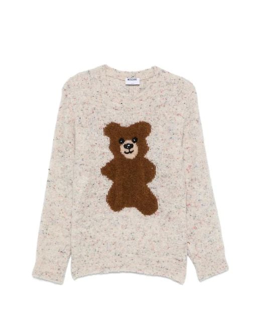 Moschino White Teddy Bear Wool Sweater for men