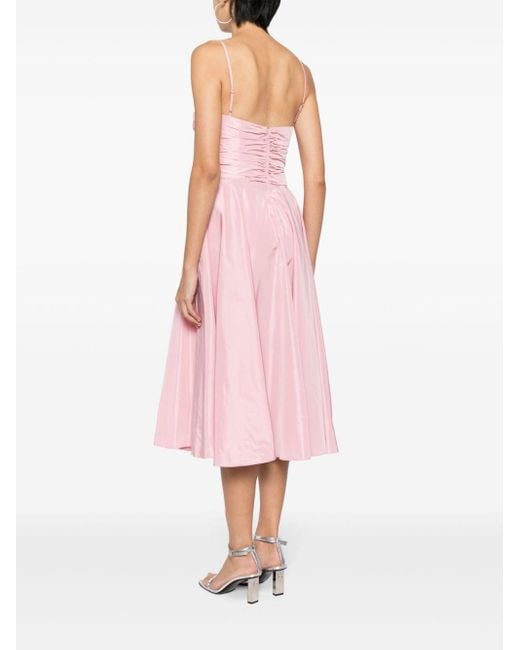 Staud Pink Dayanara Bow-embellished Midi Dress
