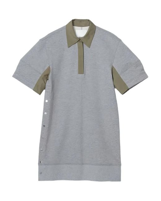 3.1 Phillip Lim Gray Polo-Collar Short-Sleeve Mini Dress