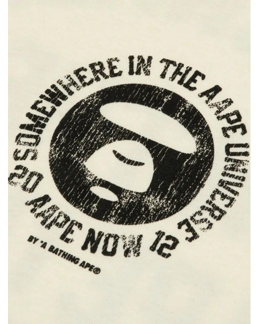 Aape By A Bathing Ape White Logo-Print Cotton T-Shirt for men