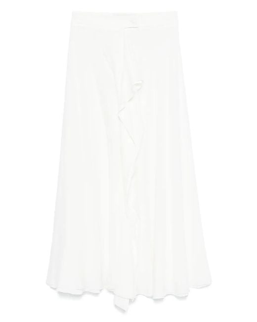 DE SANTIS White Draped Midi Skirt