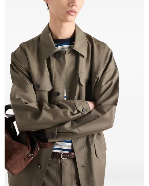 Prada Brown Veste Safari En Mohair Et Laine for men