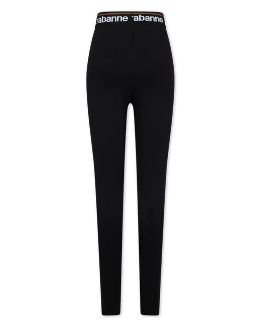 Rabanne Black Bodyline Logo-Waistband Leggings