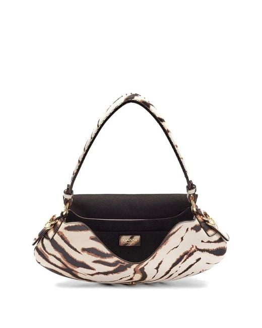Ganni Metallic B-Kat Zebra-Print Shoulder Bag