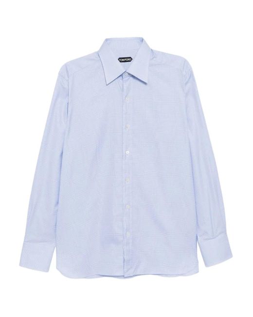 Camisa a cuadros de algodón Tom Ford de hombre de color Blue