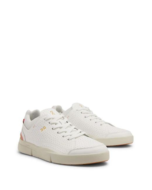 On Shoes White Logo-Print Perforated Low-Top Sneakers
