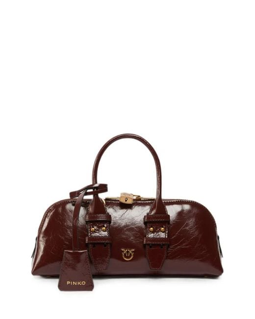 Pinko Brown Grand Sac À Main Escape Bag Horizontal En Cuir