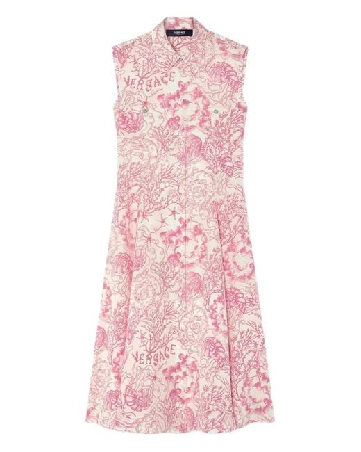 Vestido camisero midi Underwater Barocco Versace de color Pink