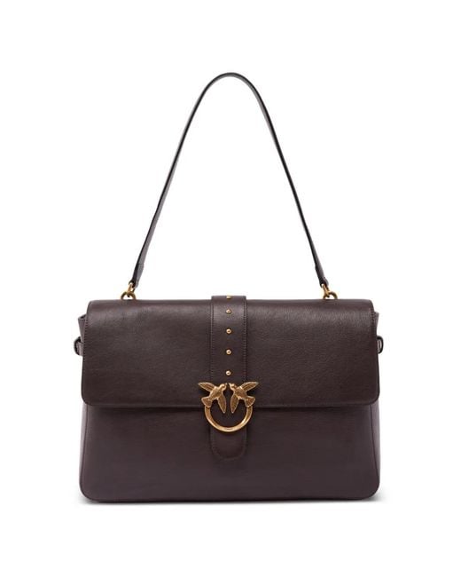 Pinko Purple Love Birds Stud-Embellished Shoulder Bag
