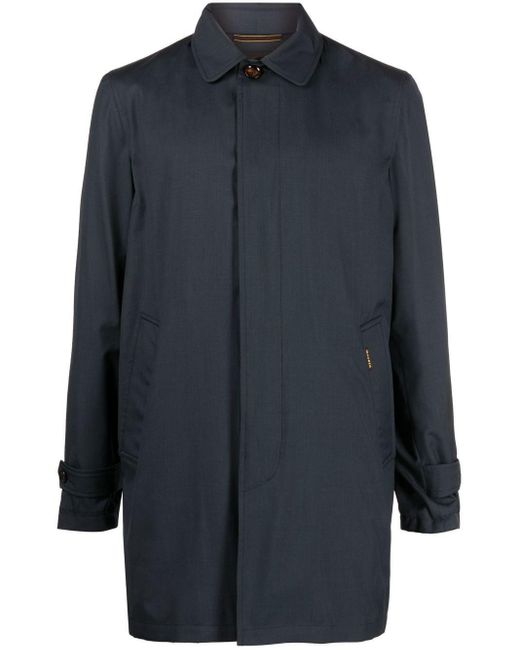 Moorer Blue Vittor-go Wool-silk Overcoat for men