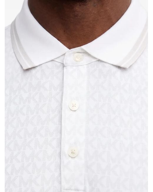 Michael Kors White Patterned Polo Shirt for men