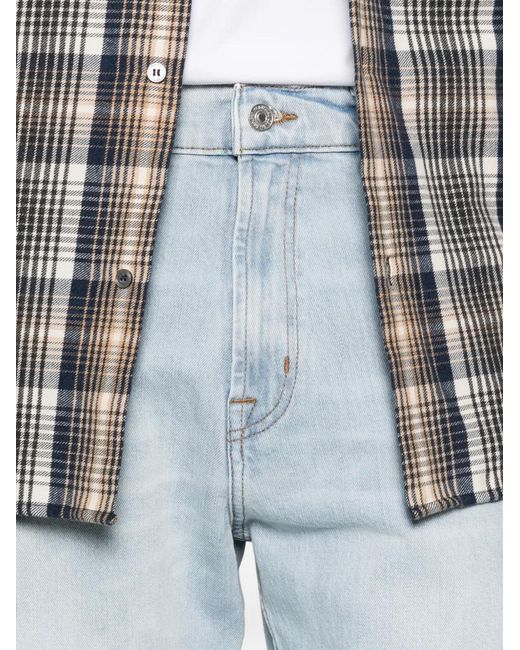 7 For All Mankind Blue Zip-Up Straight Denim Jeans for men