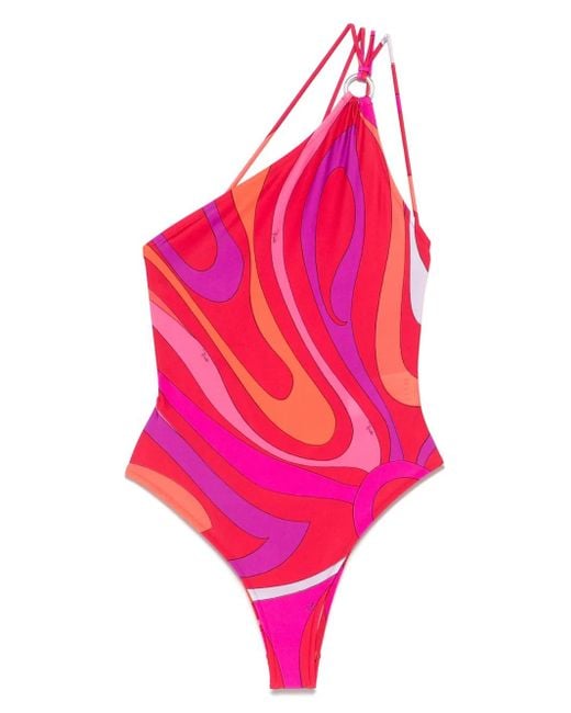Emilio Pucci Pink Marmo-Print Swimsuit