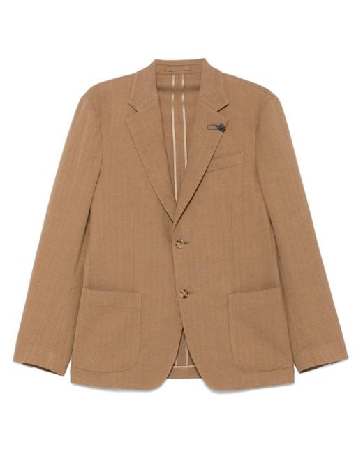 Lardini Brown Herringbone Blazer for men