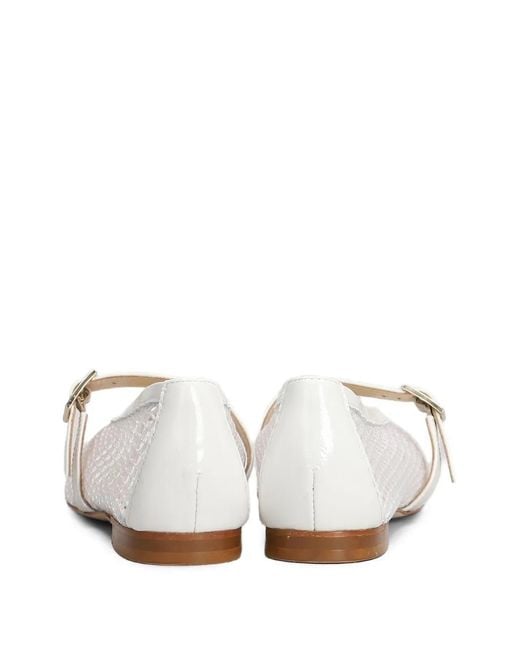 Fabio Rusconi White Mina Buckle-Strap Ballet Flats