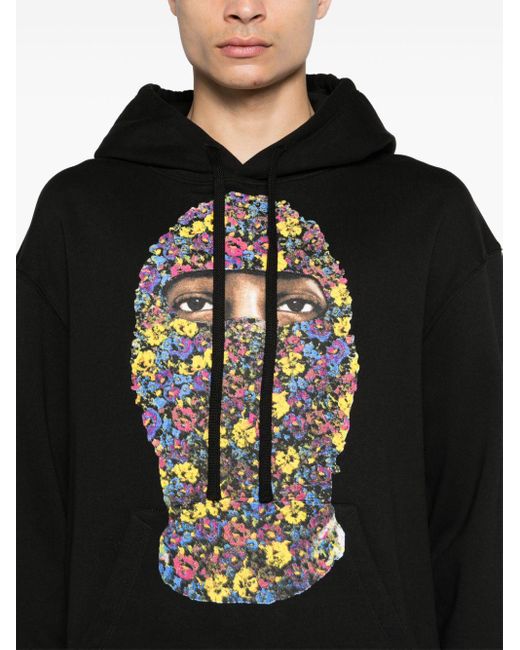 Floral-print cotton hoodie Ih Nom Uh Nit de hombre de color Black