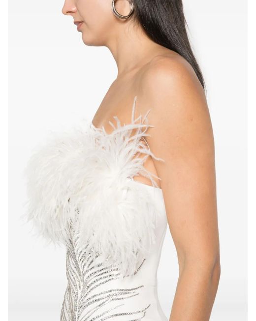 David Koma フェザーアップリケ ミニドレス White