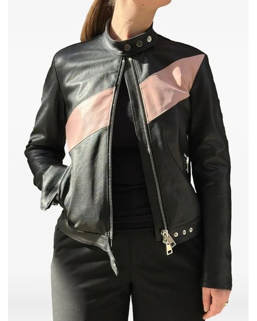 LA ROSE Black Zip Leather Jacket