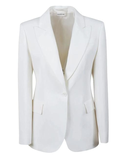 P.A.R.O.S.H. White Tailored Blazer With Single-Button Closure And Sha