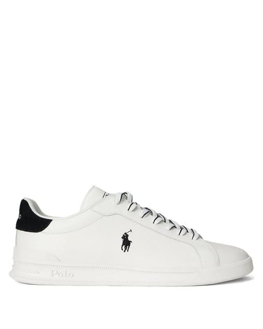 Polo Ralph Lauren White Heritage Court Ii Leather Logo Sneakers for men