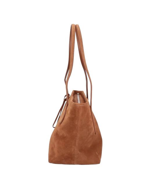 Liffner Brown Sprout Suede Tote Bag