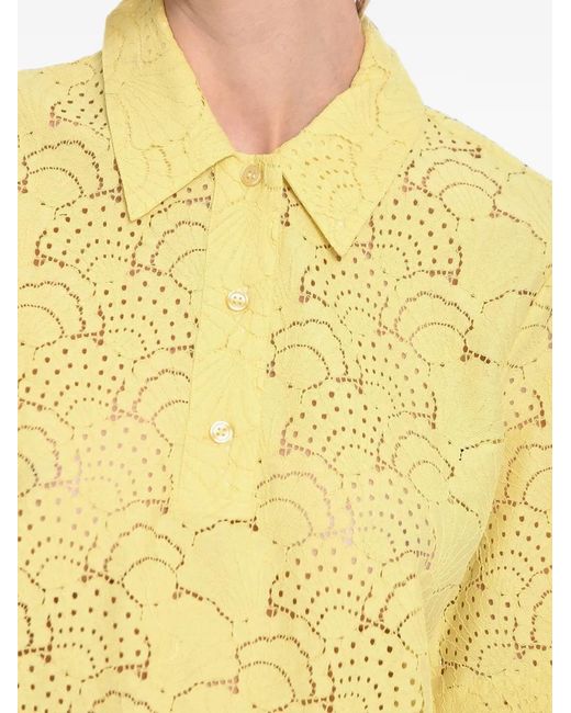 Samsøe & Samsøe Yellow Karen Oversized-Fit Lace Shirt