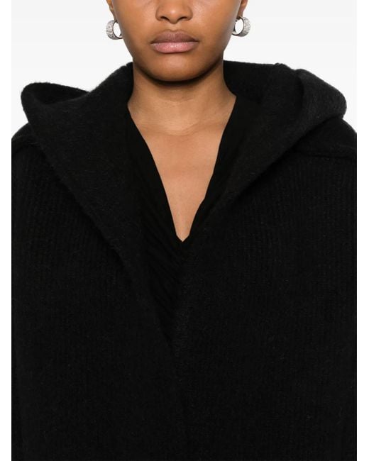 Rick Owens Black Robe Hooded Cardi-Coat