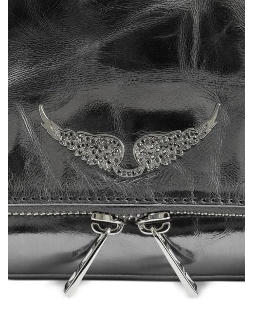 Zadig & Voltaire Gray Rock Leather Clutch Bag