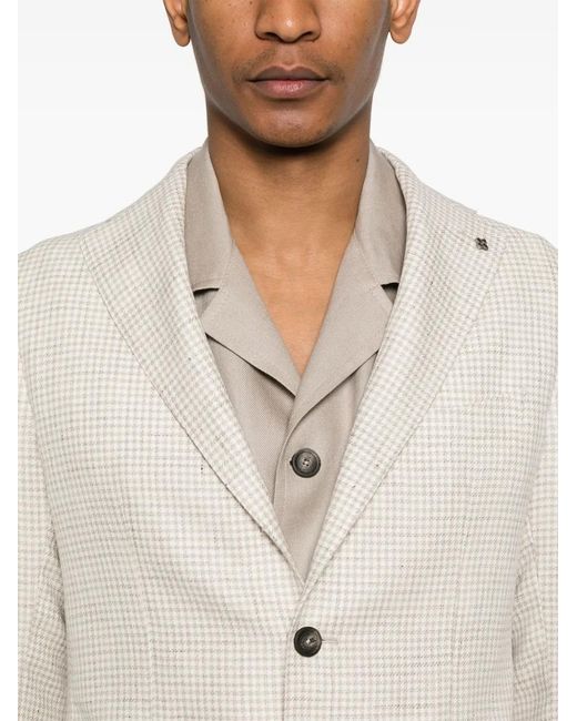 Tagliatore White Houndstooth-Pattern Blazer for men