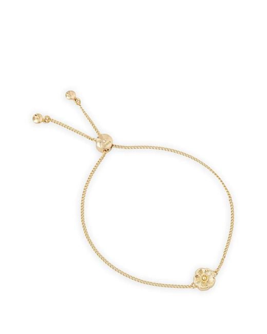 COACH Metallic Flower-Pendant Bracelet