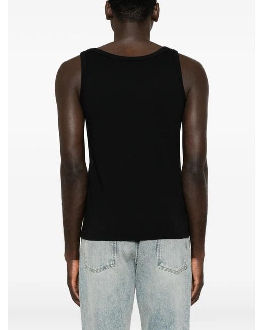Rhude Black Logo-Print Ribbed Vest for men