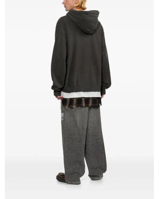 Maison Mihara Yasuhiro Black Logo-Embroidered Hoodie for men