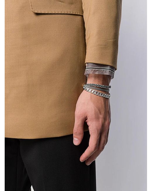 Emanuele Bicocchi Metallic Braid And Chain Bracelet