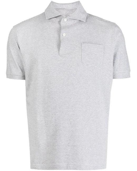 Private Stock White The Leopold Striped Polo Shirt for men