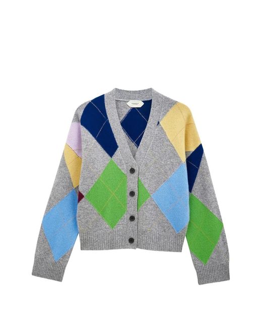Pringle of Scotland Blue Argyle-Pattern Buttoned Cardigan