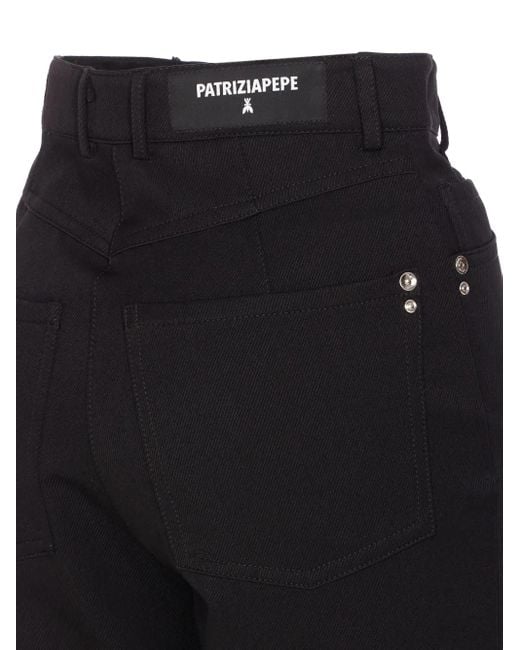 Patrizia Pepe Blue Logo-Patch Button Trousers