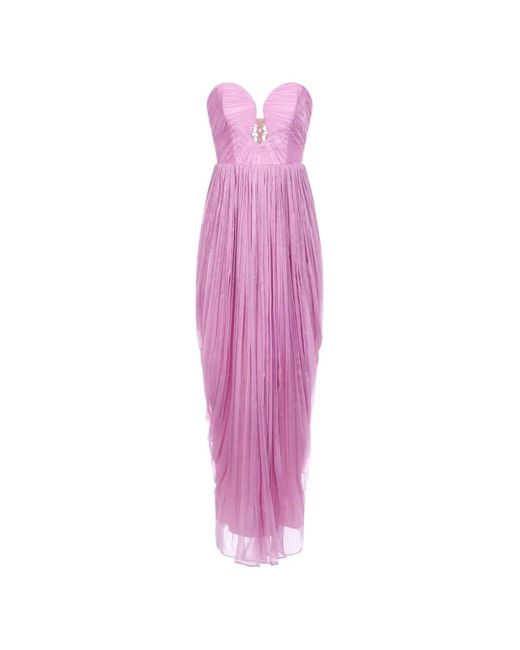 ARAFTU Pink Plissé-Effect Strapless Dress