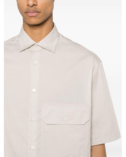 Chemise en coton à col italien Emporio Armani pour homme en coloris White