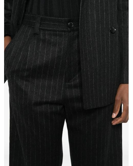Barena Black Pinstripe Pleated Trousers